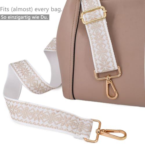 ROYGBCP Purse Strap Gold Buckles Wide Shoulder Strap Adjustable Replacement Belt Crossbody Canvas Bag Handbag - Image 2