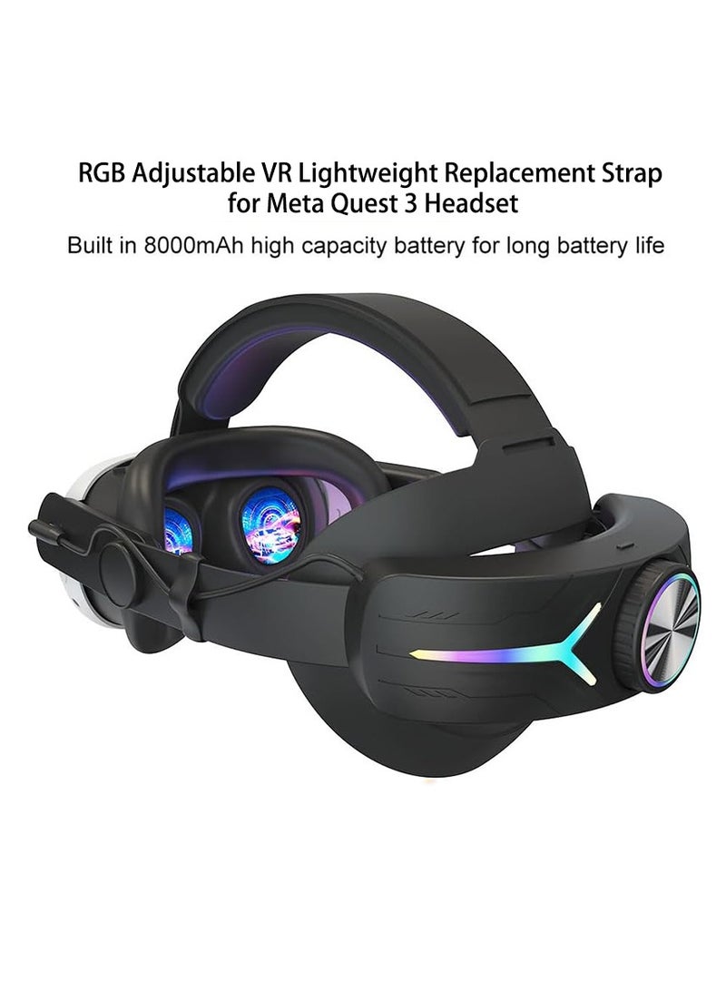 EVEREEN 8000mAH Battery For Meta Oculus Quest 3 Head Strap Charging Headset VR RGB Accessories Elite Headstrap(Black) - Image 3