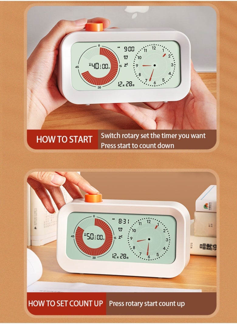 Digital Desktop Alarm Clock with Dual Visual Timer, 60-Minute Countdown, Large LCD Display, Silent Operation, Snooze Function, Wide-Angle Screen, Ideal for Study, Work, Office & Home - Image 5