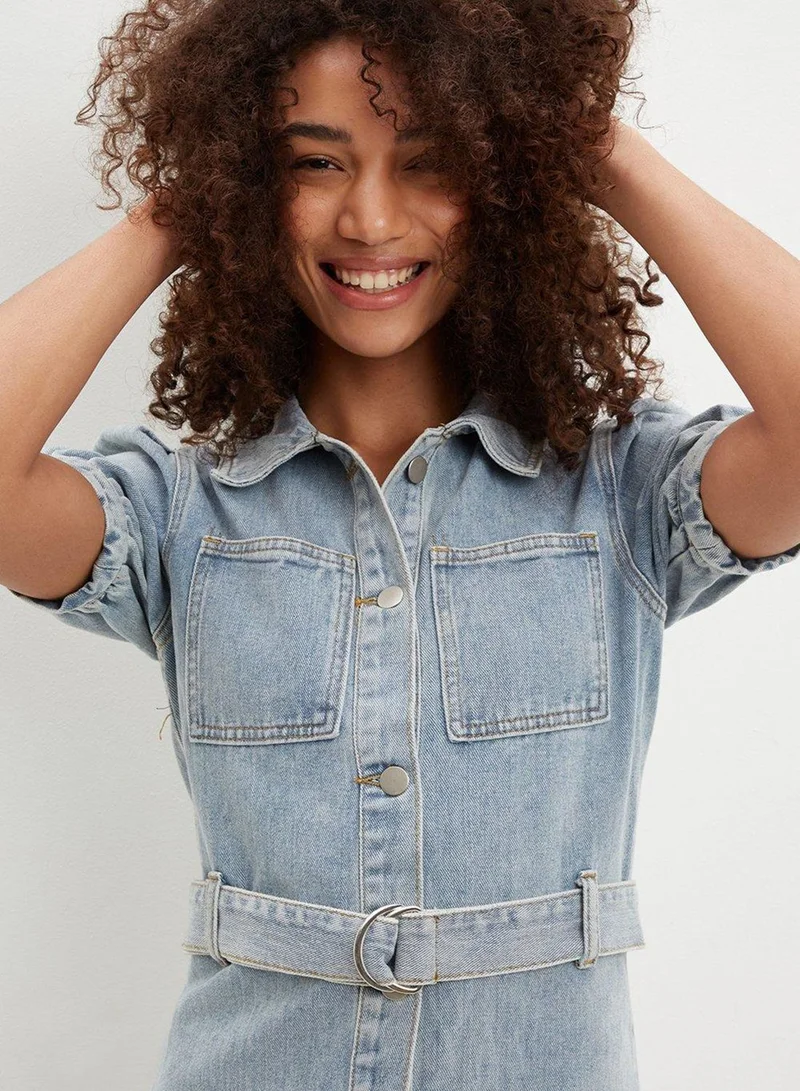 DOROTHY PERKINS Pocket Detail Belted Denim Dress