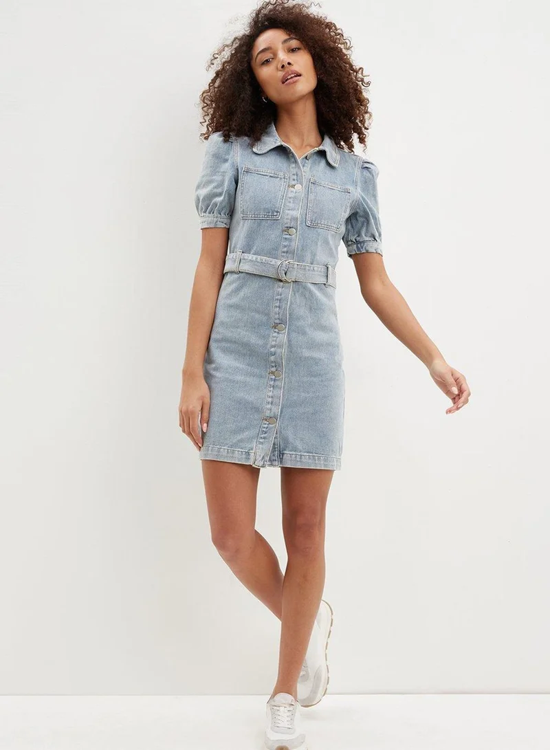 DOROTHY PERKINS Pocket Detail Belted Denim Dress