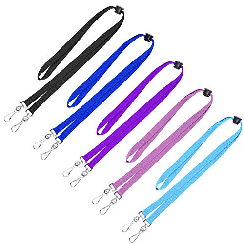 Wisdompro Face Mask Lanyard, 10 Pcs Double Hook Lanyard with Adjustable Length, Mask Holder Around Neck for Kids, Adults, Ear Saver - 5 Colors - Image 1