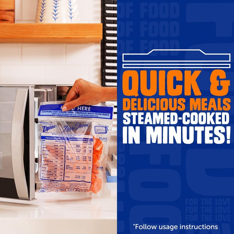 Ziploc Zip 'n Steam Food Storage Cartons for Meal Prep, Healthy Meals in Minutes, Microwave Safe, 10 Count - Image 3