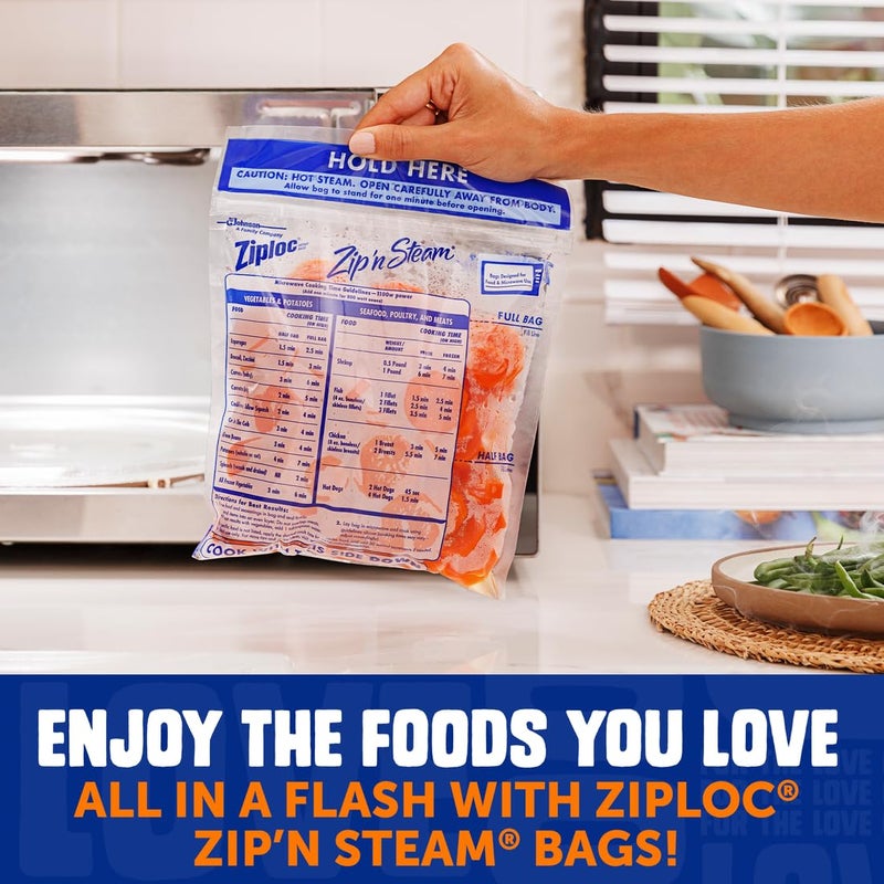Ziploc Zip 'n Steam Food Storage Cartons for Meal Prep, Healthy Meals in Minutes, Microwave Safe, 10 Count - Image 4