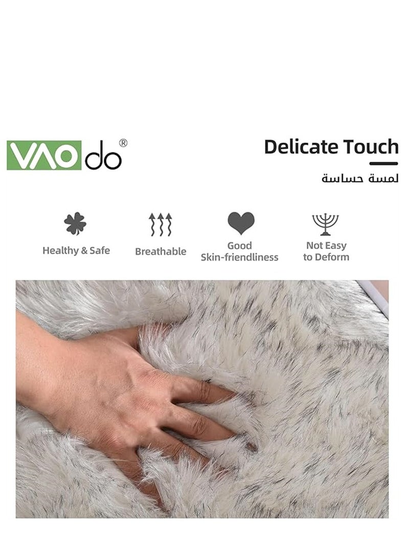 Soft Carpet, Rectangle Faux Fur Rug Floor Mats, Nursery Throw Rugs, Comfortable Large Rugs Indoor Modern Home Decor Floor Carpet for Bedroom Floor Sofa Living Room Balcony (60*90cm White B) - Image 4