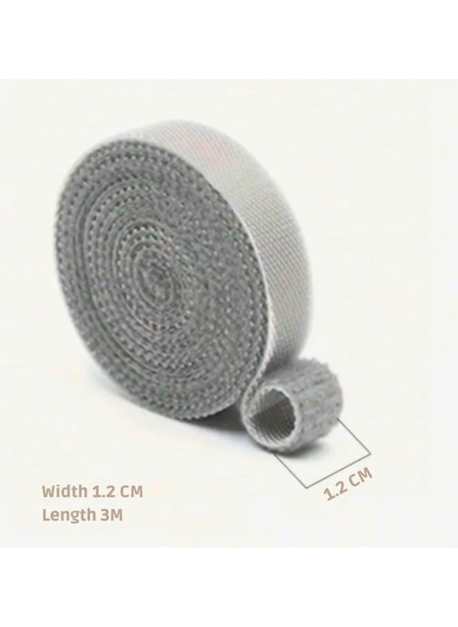Generic 3M Length 1.2cm Width Adjustable Adhesive Tape Reusable Mouse Cord Organizer Magic Nylon Fixing Tape DIY Home Desktop Tablet TV Electrical Tape Grey  - Image 5