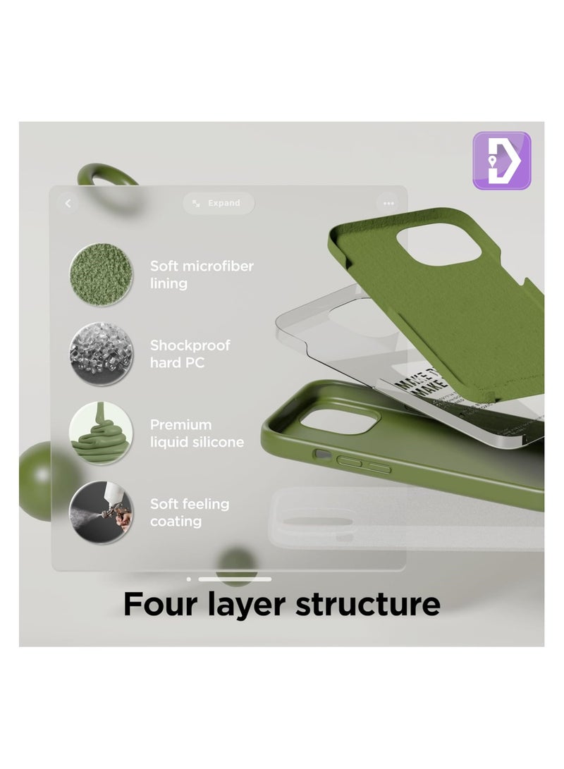 Delivus iPhone 14 Case Silicone Cover Soft Liquid Gel Rubber Cover Anti-Scratch Anti-Fingerprint Anti-Drop (Green) - Image 3
