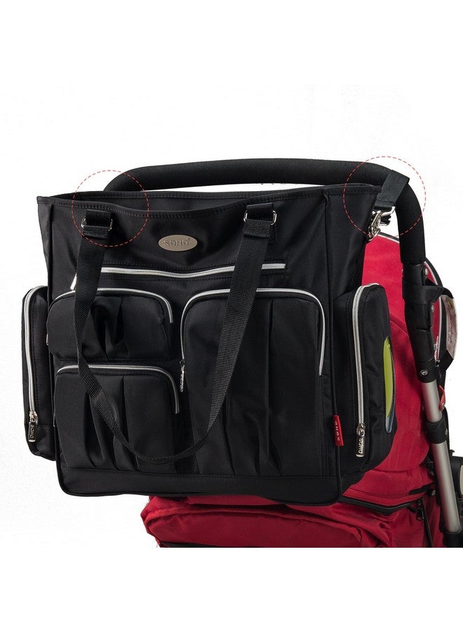 SoHo Designs Soho Time Square Diaper Bag Tote 9Pc Black - Image 5