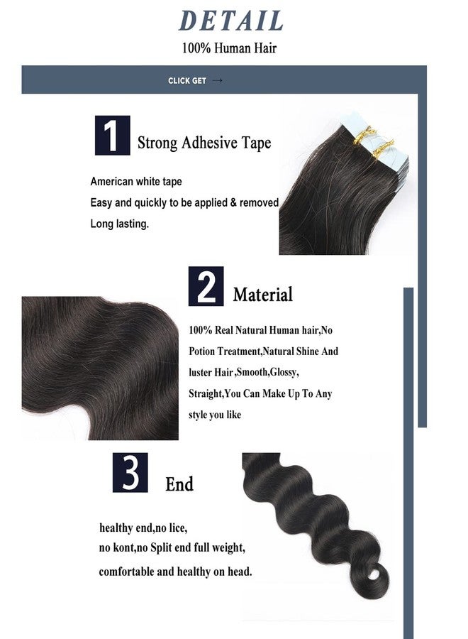 Smartinnov Body Wave Tape in Hair Extensions Human Hair Double Side Tape ins hair for Black Women 12Inch Remy Hair Extensions Natural Wave Invisible Tape ins Hair Extensions 50g 20pcs 12Inch Seamless Hair - Image 4