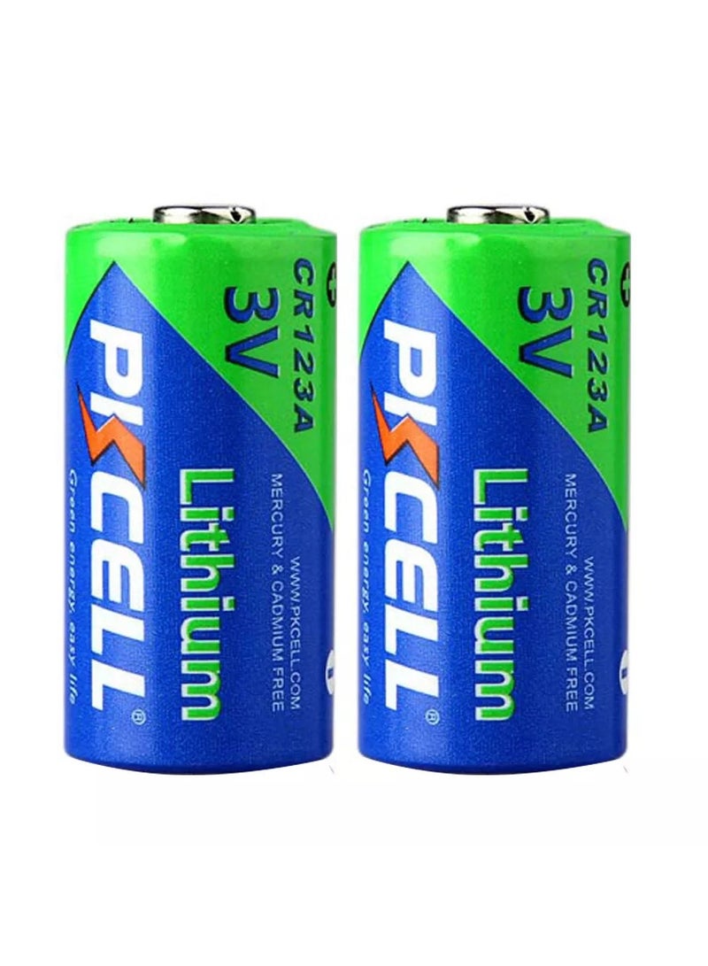 بي كي سيل 2-Pieces PKCELL CR123A Lithium 3V PHOTO Batteries - Image 1