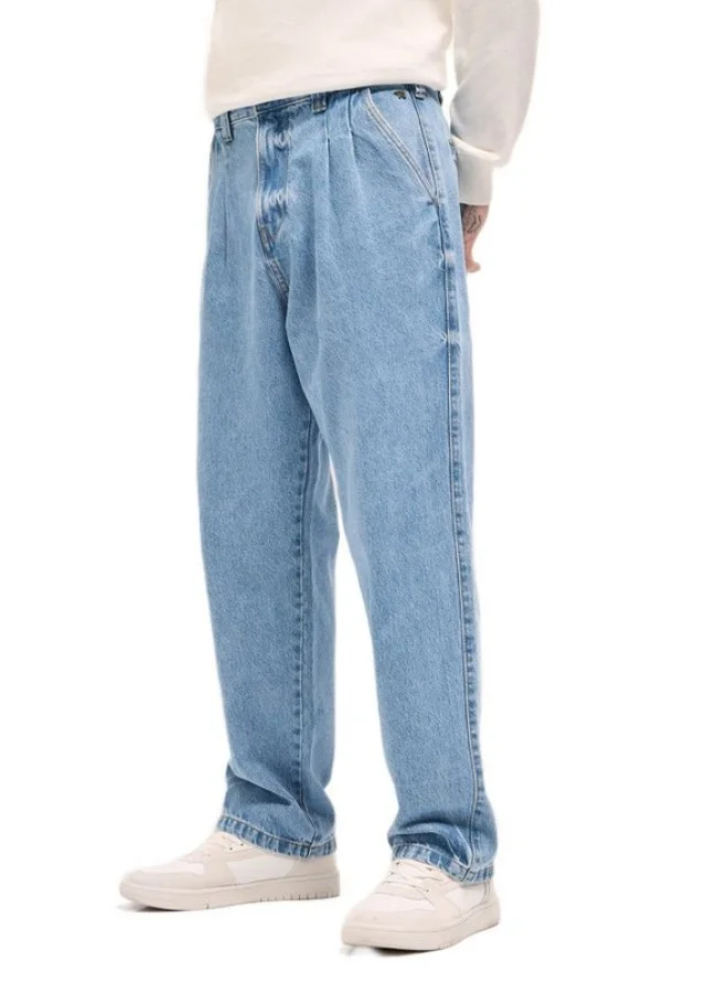 Men's Classic Wide-Leg Denim Jeans with Pleated Detailing Classic Comfort With Modern Style, Perfect For Everyday Casual Looks And Effortless Streetwear Vibes