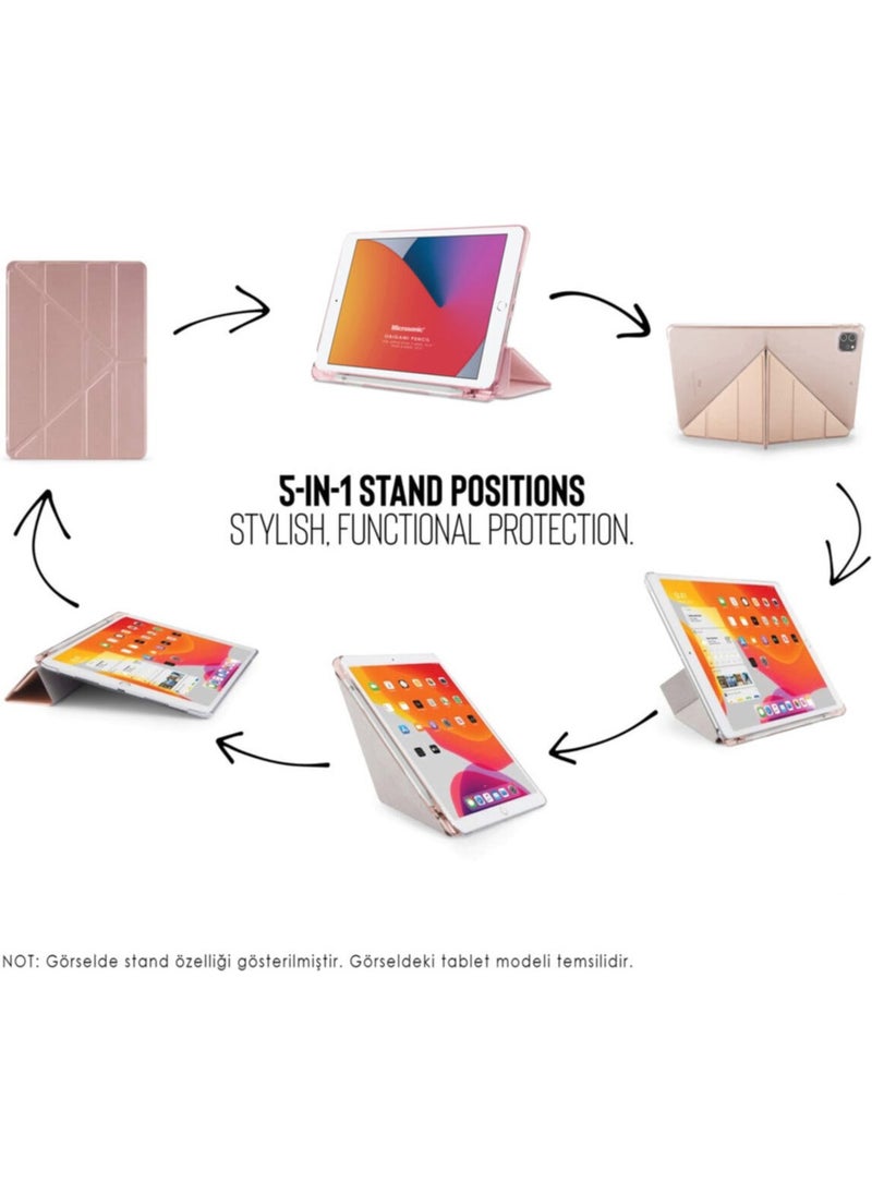 Nezih Case - Samsung Galaxy Tab S6 Lite Compatible Origami Pen Compartment Pu Leather Back Soft Silicone Case - Image 1