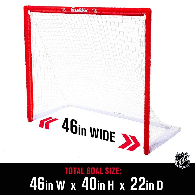 Franklin Sports NHL Youth Street Hockey Set - (2) Kids Junior Hockey Sticks, PVC Goal + Roller Hockey Ball Included - Indoor + Outdoor Net - 46", Red - Image 2