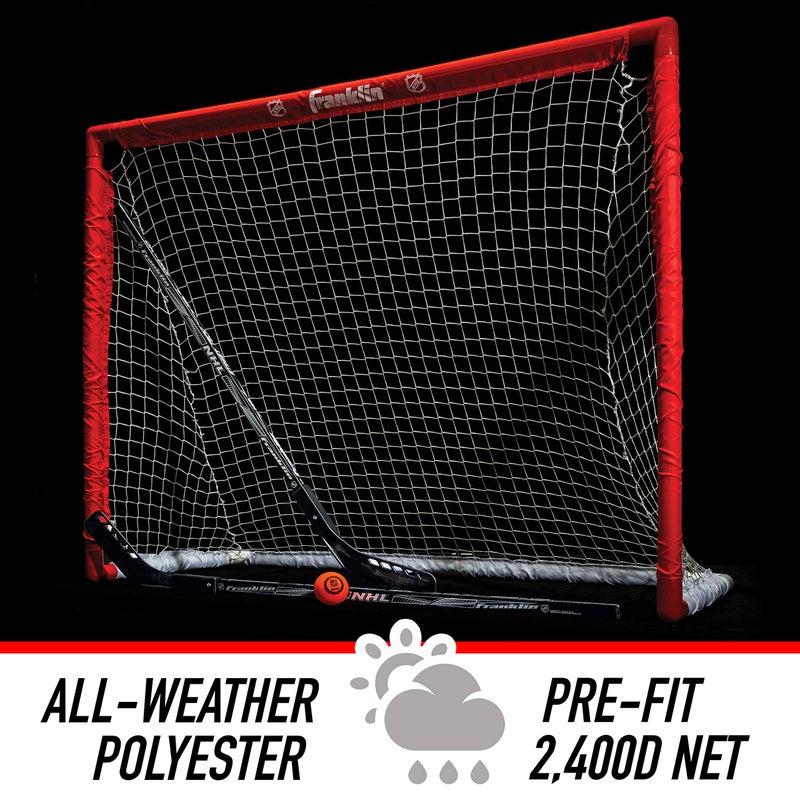 Franklin Sports NHL Youth Street Hockey Set - (2) Kids Junior Hockey Sticks, PVC Goal + Roller Hockey Ball Included - Indoor + Outdoor Net - 46", Red - Image 4