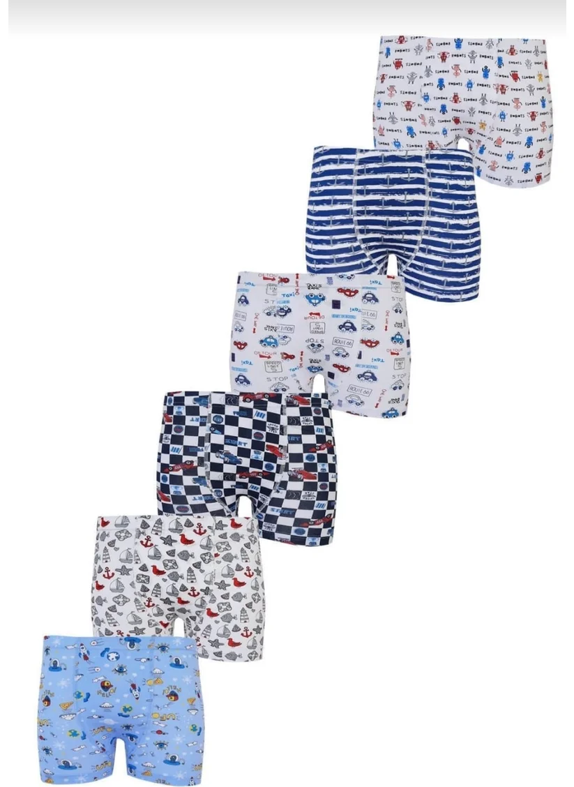 Tutku Tutku 0254 Patterned Boy's Boxer Shorts, Pack of 6