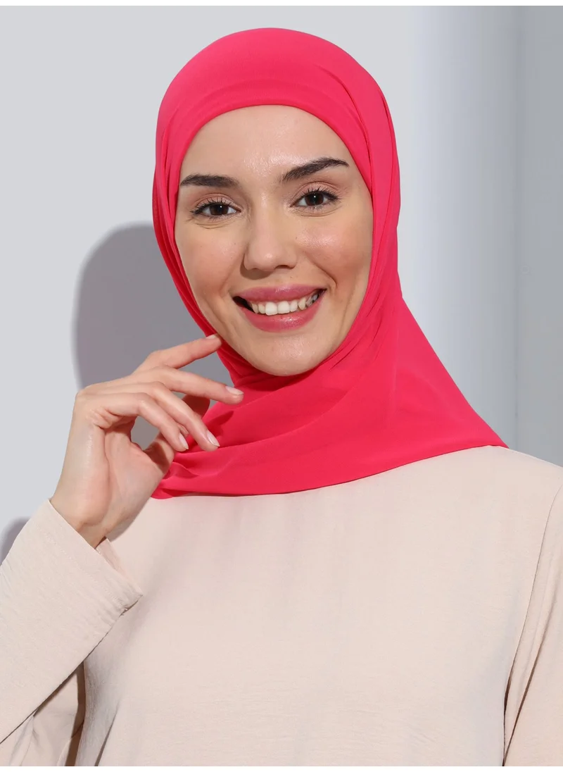 إيكاردين ST103-BONELİ Chiffon Oval Scarf 62 Persian Rose - Rose-