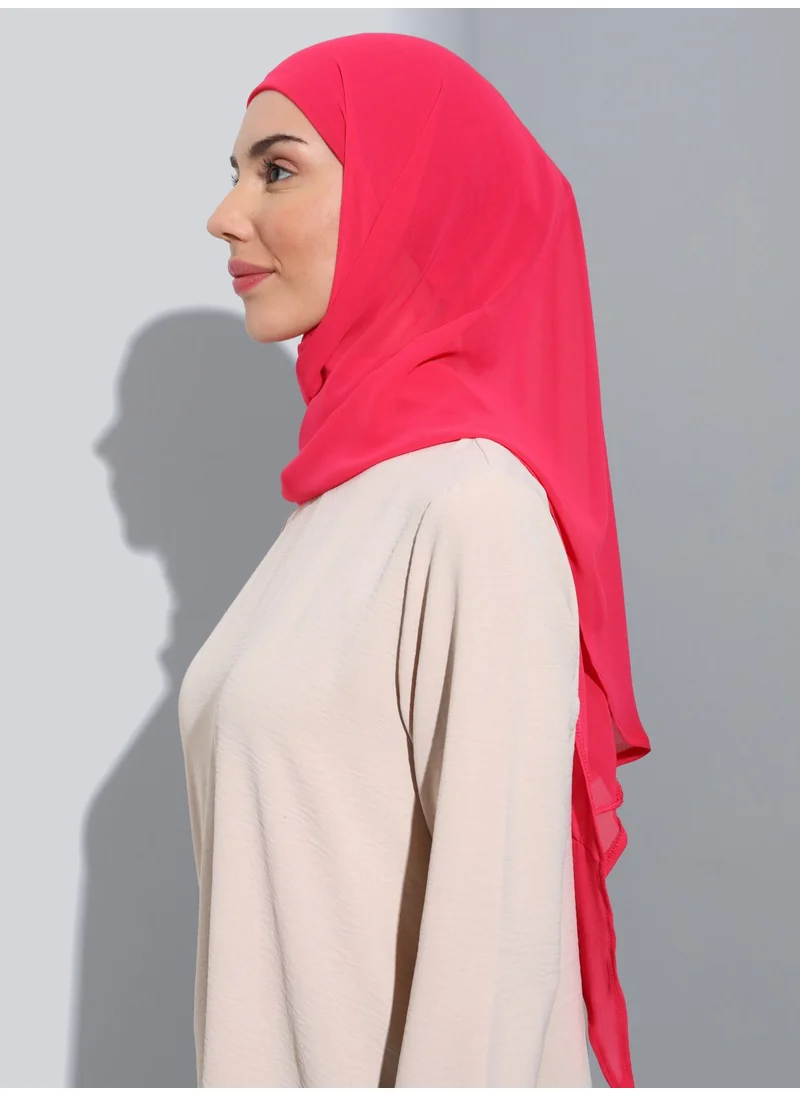 إيكاردين ST103-BONELİ Chiffon Oval Scarf 62 Persian Rose - Rose-