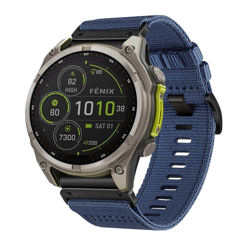 For Garmin Fenix 8 Mip 47Mm Nylon Canvas Quick Release 22Mm Watch Band(Blue) - Image 1