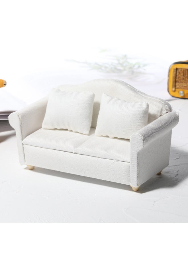 1:12Dollhouse Doll House Miniature Mini Furniture White Fabric Sofa Miniature Model Scene-Color:White Single Sofa - Image 3