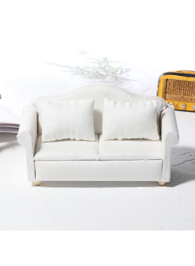 1:12Dollhouse Doll House Miniature Mini Furniture White Fabric Sofa Miniature Model Scene-Color:White Single Sofa - Image 5