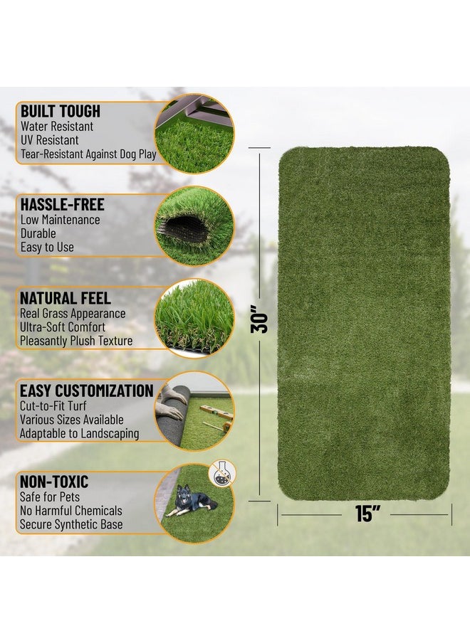 Ottomanson - Pet Training Collection Easy Clean Indoor/Outdoor Reusable Training Grass Pad, 15" X 30", Green - Image 1