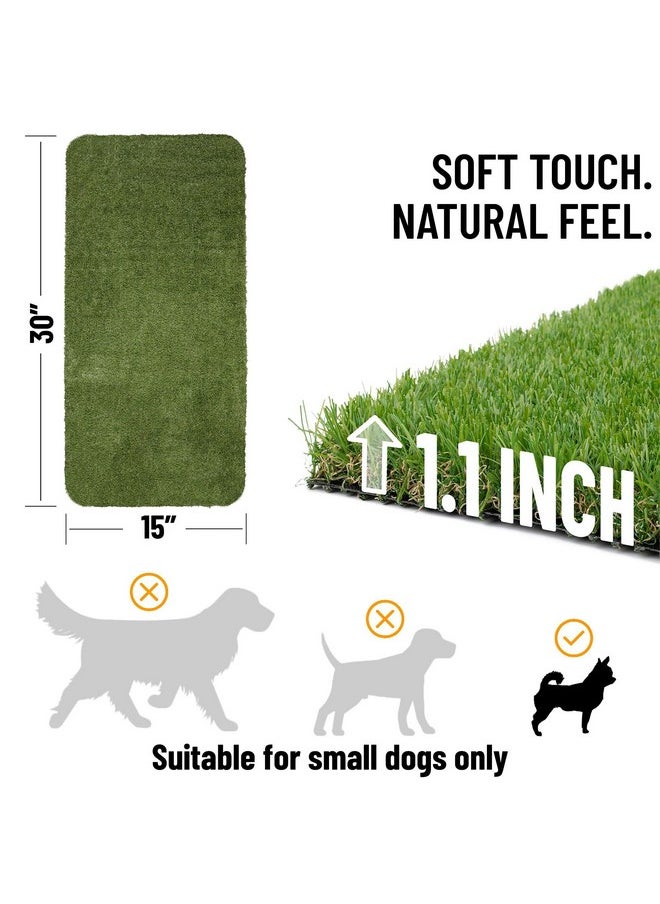 Ottomanson - Pet Training Collection Easy Clean Indoor/Outdoor Reusable Training Grass Pad, 15" X 30", Green - Image 1