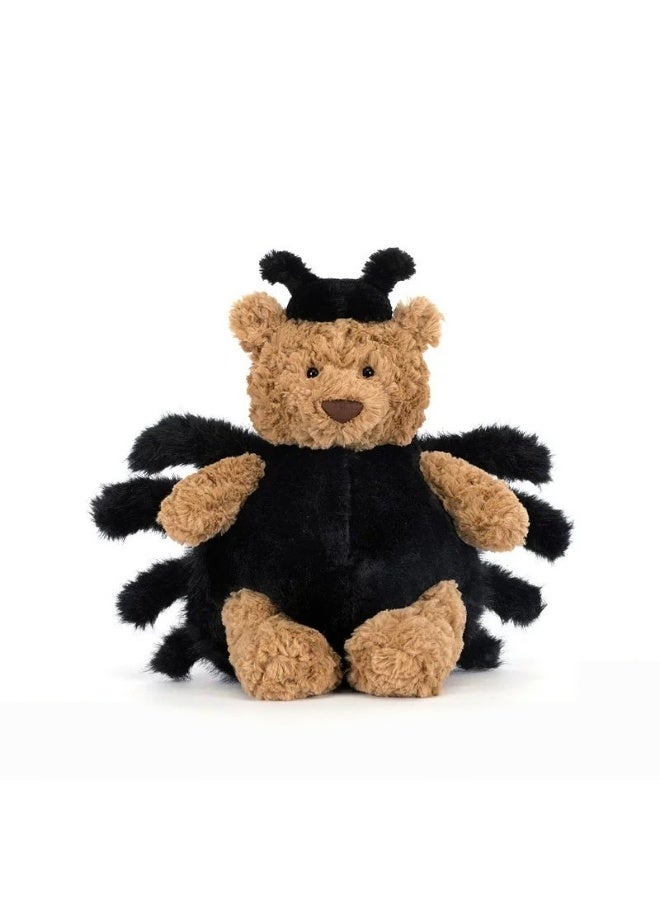 general Black Spider Little Bear Plush Toy Retro Curly Brown Bear Funny Children Companion Soothing Doll - Image 1