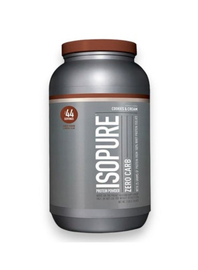 Isopure Zero Carb Protein, Cookies & Cream Flavour, 3 Lb