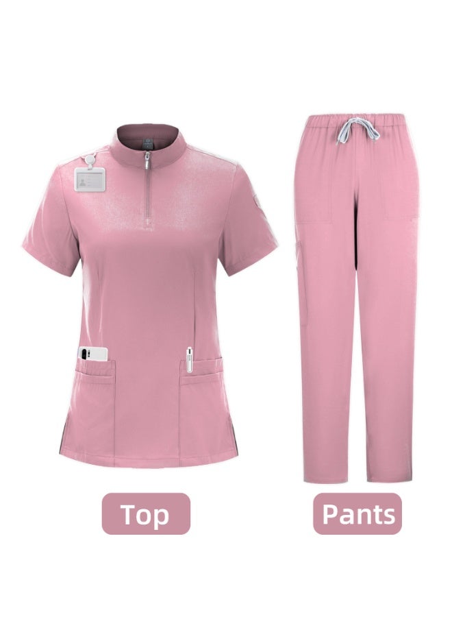 Loquat Womens Medical Scrubs Set Medical Uniform Set Pink - Image 1
