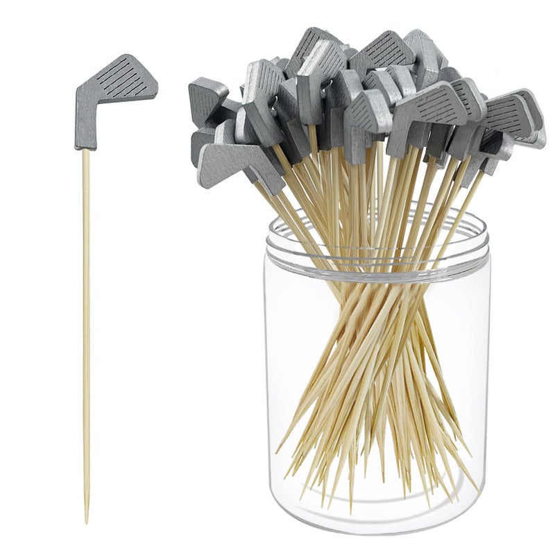Augoog 200Pcs Golf Cocktail Picks,4.7 Inch Golf Themed Fruit Toothpick,Party Toothpicks for Appetizers Cocktail Decorations for Party Supplies - Image 1