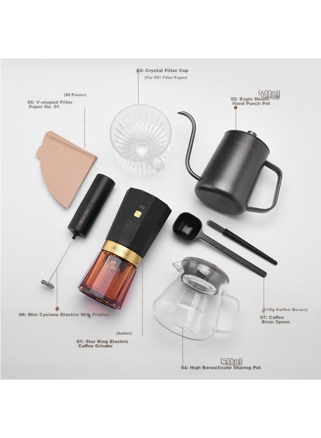 CircleJoy Circle Joy Star Ring Electric Coffee Grinder, Coffee Bean Grinder, Pour-over Coffee Maker, Filter Cup, Pour-over Kettle Set - Image 2