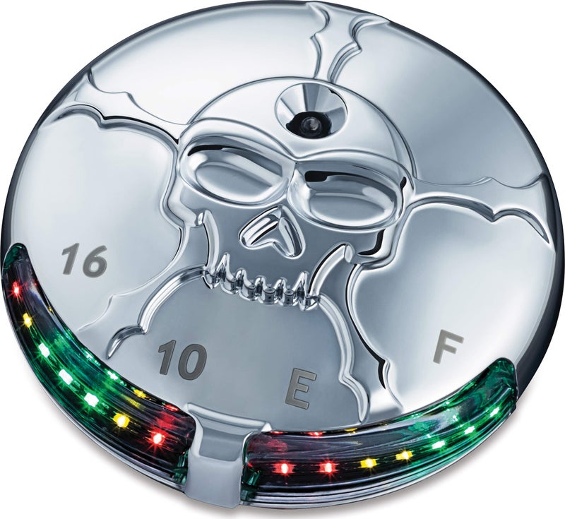Kuryakyn 7357 Motorcycle Lighting Accent Accessory Zombie Skull LED Fuel and Battery Gauge for 19882019 HarleyDavidson Motorcycles Chrome medium