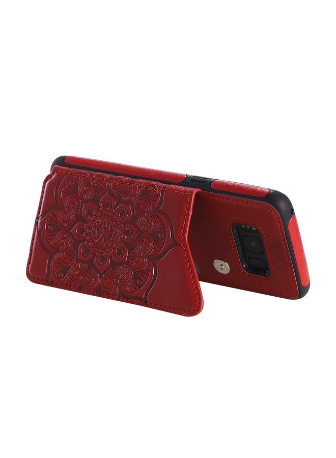 اس-توب جراب لهاتف Samsung Galaxy S8، جراب واقٍ مقاوم للصدمات بنقشة زهور مع حامل وفتحات للبطاقات وإطار للصور - Image 5