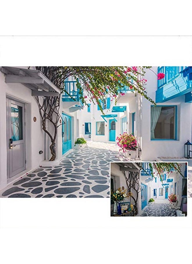 CSFOTO - 5X3Ft Polyester Greek Santorini Background Backdrop Greece Backdrop For Party Narrow Street Backdrop Morocco Background Greece Wedding Background Music Drama Backdrop Wedding Photo Wallpaper - Image 1