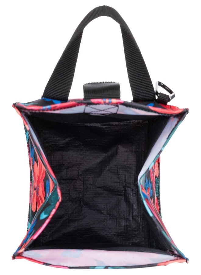 روكسي حقيبة غداء روكسي معزولة | قابلة لإعادة الاستخدام | حافظة طعام | حقيبة وجبات خفيفة | حاوية | نزهة | عمل | مانعة للتسرب | شاطئ | عطلة | تخييم، وقت الغداء - لون رمادي داكن بنقشة زهور فييستا كبيرة - Image 5