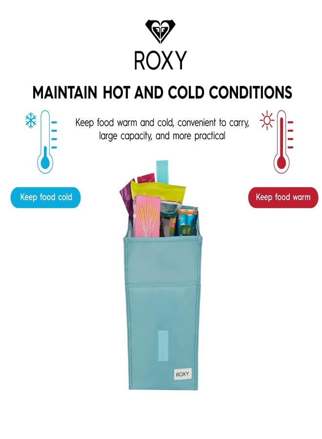 روكسي حقيبة غداء روكسي معزولة | قابلة لإعادة الاستخدام | حافظة طعام | حقيبة وجبات خفيفة | حاوية | نزهة | عمل | مانعة للتسرب | شاطئ | عطلة | تخييم، وقت الغداء - لون رمادي داكن بنقشة زهور فييستا كبيرة - Image 3
