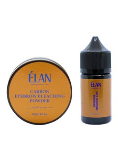 Elan ÉLAN Professional Eyebrow Lightening & Bleaching Combo - 30ml Oxidizing Emulsion 3.5% + 10g Carbon Eyebrow Bleaching Powder | Nourishing Formula with Wheat & Rice Proteins | Made in Turkey 