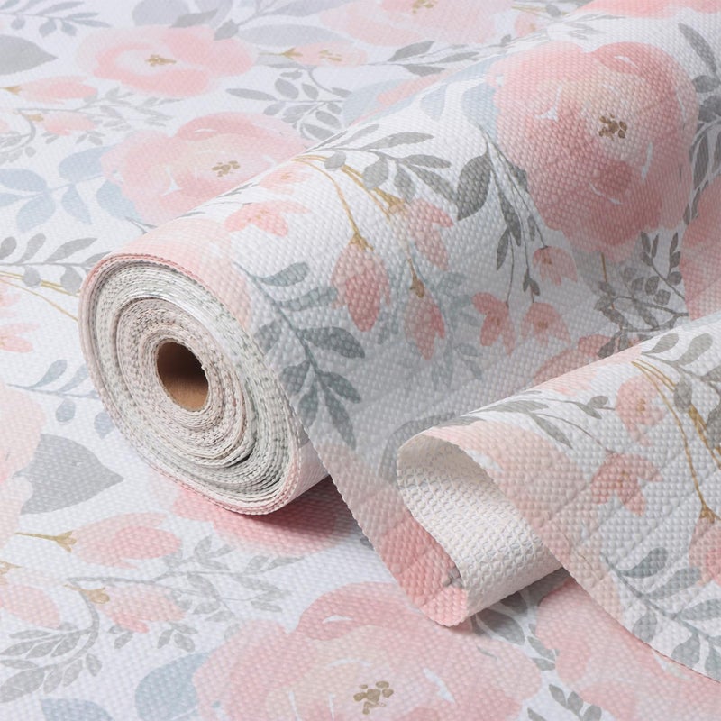 Amiitay Peony Shelf and Drawer Liner for Kitchen,Non-Adhesive and Strong Non-Slip Floral Cabinet Drawer Liners for Kitchen Shelf, Waterproof Cupboard Liners,Easy to Clean,12IN x 10FT - Image 1