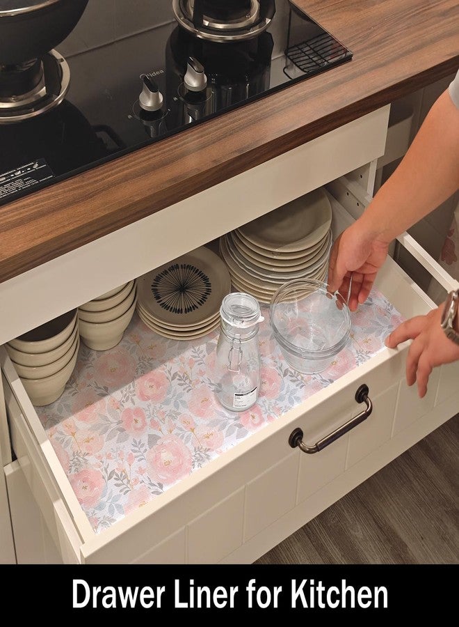 Amiitay Peony Shelf and Drawer Liner for Kitchen,Non-Adhesive and Strong Non-Slip Floral Cabinet Drawer Liners for Kitchen Shelf, Waterproof Cupboard Liners,Easy to Clean,12IN x 10FT - Image 3