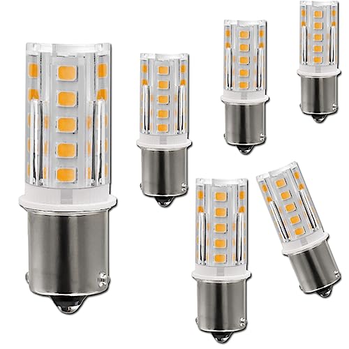 LEMENG مصابيح LED BA15S بجهد 12 فولت، 1156 1141 2700K أبيض دافئ، قاعدة بايونت مفردة الاتصال، AC10-18V DC10-30 فولت لأضواء المناظر الطبيعية، RV، كامبر، داخلية، بحرية، قارب، مقطورة، عبوة 6 - Image 1