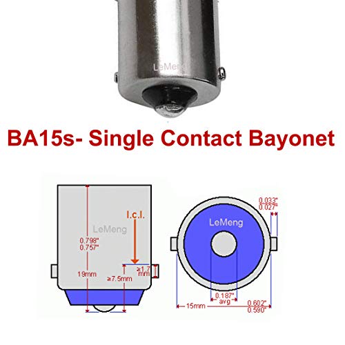 LEMENG مصابيح LED BA15S بجهد 12 فولت، 1156 1141 2700K أبيض دافئ، قاعدة بايونت مفردة الاتصال، AC10-18V DC10-30 فولت لأضواء المناظر الطبيعية، RV، كامبر، داخلية، بحرية، قارب، مقطورة، عبوة 6 - Image 3