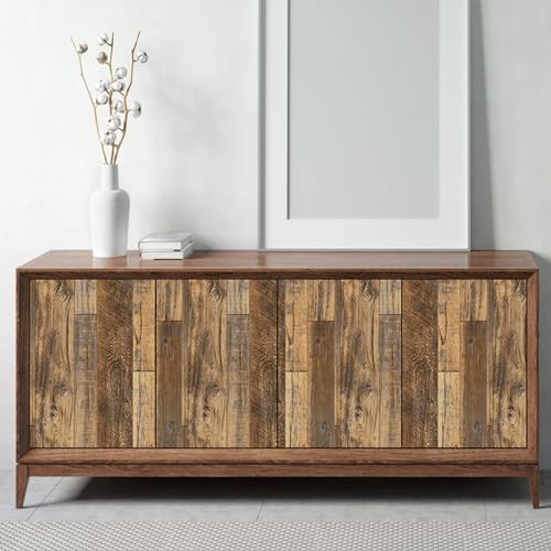 Decoroom 17.71''×511'' Peel and Stick Wallpaper Distressed Wood Plank Wallpaper Rustic Wood Grain Pattern Wall Paper Removable Self Adhesive Brown Shiplap Vinyl Film - Image 3