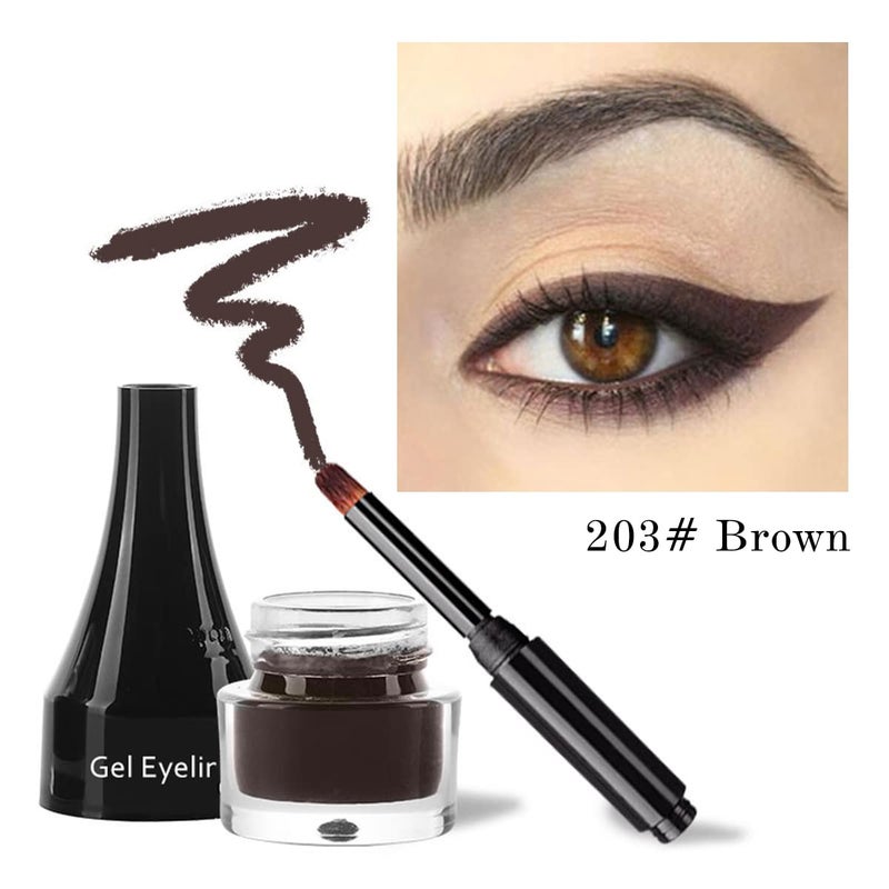 LSxia 2-in-1 Gel Eyeliner Set, Tattoo Eyeliner Waterproof Smudge Proof Gel Cream Eye liner Pot with Brush, High Pigment Eye Makeup for Women (Brown) - Image 3
