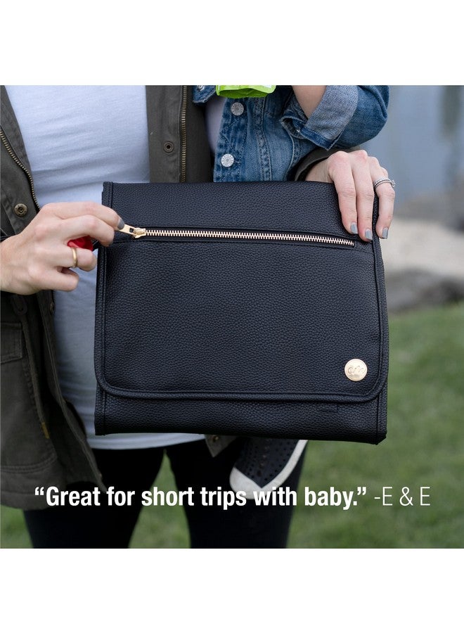 CleverMade Portable Baby Changing Pad Clutch with Wristlet - Premium Foldable Water Resistant Diaper Changing Mat with Storage Pockets for Diapers and Wipes - Brown - Image 1