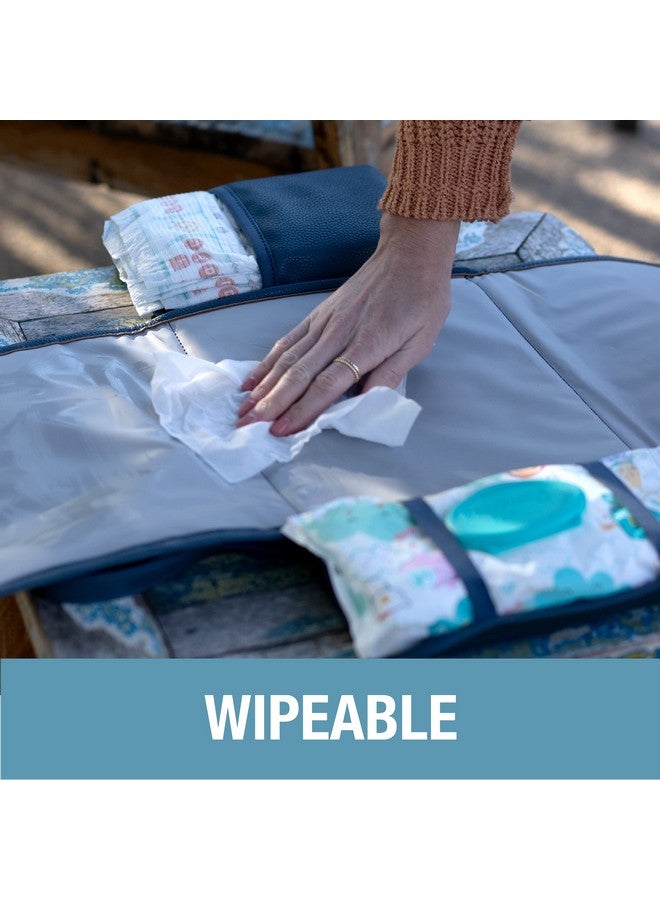 CleverMade Portable Baby Changing Pad Clutch with Wristlet - Premium Foldable Water Resistant Diaper Changing Mat with Storage Pockets for Diapers and Wipes - Brown - Image 3