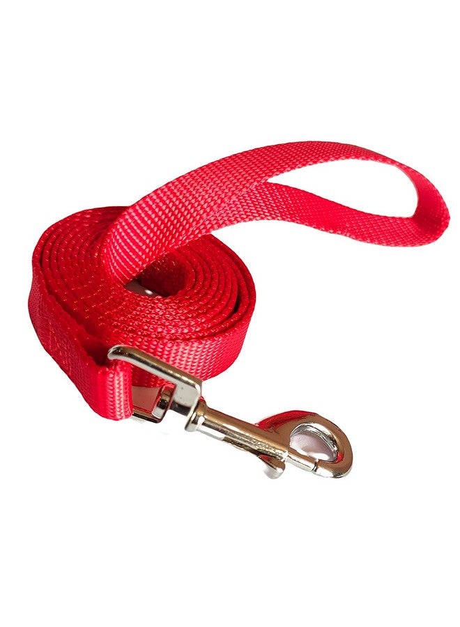 15Mm Nylon Leash And Collar Set, Daily Use Plain Strip Dog 0.5 Inch Collar & Leash Set For All Dog Breeds Dog And Puppies Walking & Training Outside (Red) - Image 2