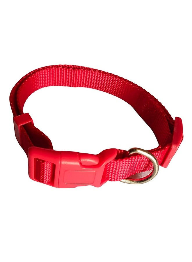 15Mm Nylon Leash And Collar Set, Daily Use Plain Strip Dog 0.5 Inch Collar & Leash Set For All Dog Breeds Dog And Puppies Walking & Training Outside (Red) - Image 3