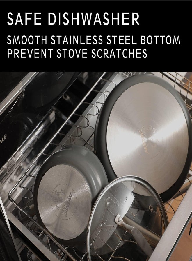 MsMk 9 1/2 Inch Small Egg Pan with Lid, Titanium and Ceramic Nonstick Omelette Pan,Scratch-resistant, Induction Egg Skillet, Oven Safe to 700°F Pan for Cooking, Dishwasher Safe - Image 5