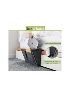 The Bros Bedside Storage Pocket, 2 Pcs Felt Bedside Storage Hanging, Space Saving, 5 Pockets Holds Phone, Books, Remote, Magazines, Fit for Headboards Bed Rails Bunk Sofa (Dark Gray, Light Gray)  - Image 4