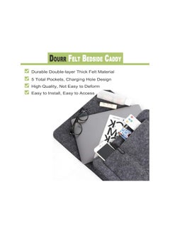 The Bros Bedside Storage Pocket, 2 Pcs Felt Bedside Storage Hanging, Space Saving, 5 Pockets Holds Phone, Books, Remote, Magazines, Fit for Headboards Bed Rails Bunk Sofa (Dark Gray, Light Gray)  - Image 2